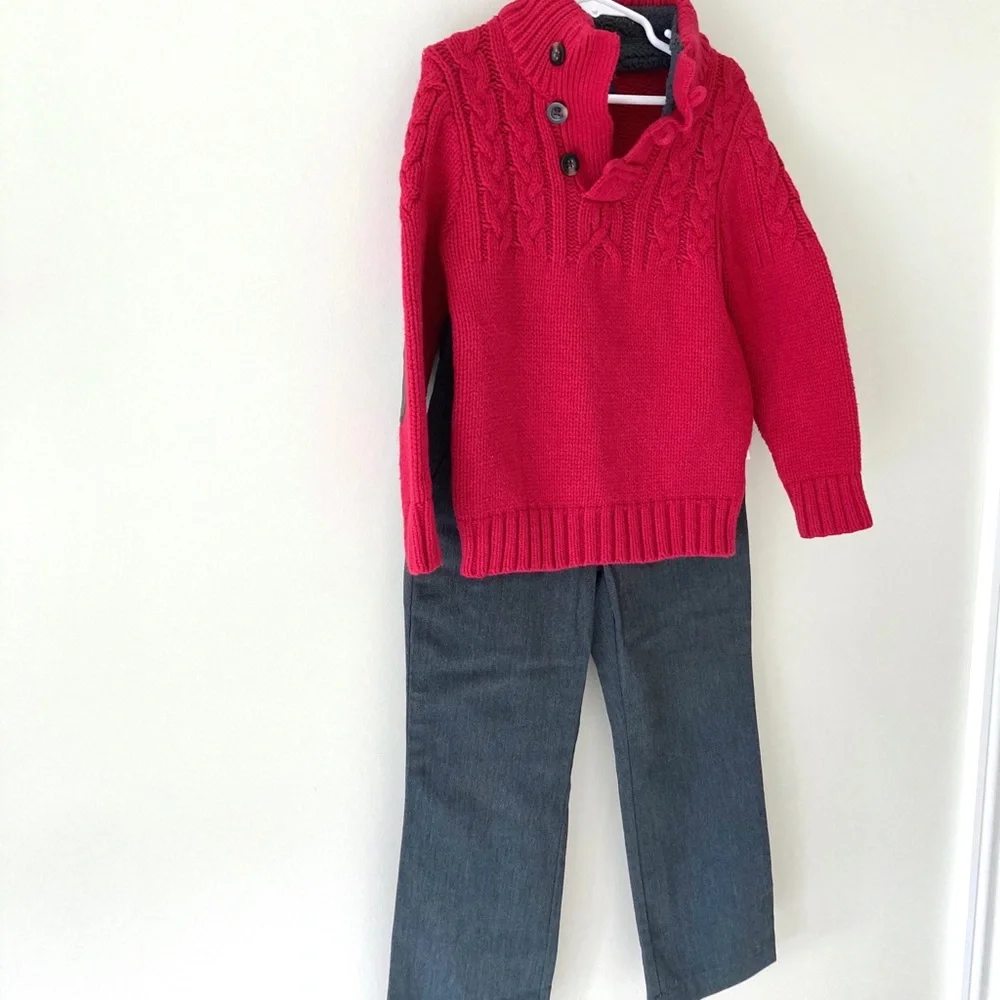 Gap Red Mockneck Sweater & Gray Pants NWT Size 5